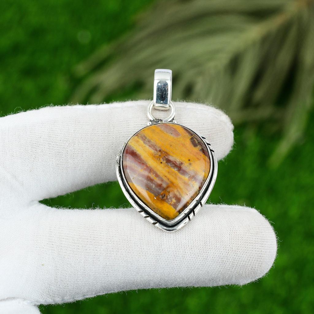 Natural Red Snakeskin Jasper Mother Anniversary Pendant Jewelry Sterling Silver