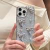 For iPhone 16 Case Electroplated Bowknot Glitter Epoxy Phone Back Cover with Strap