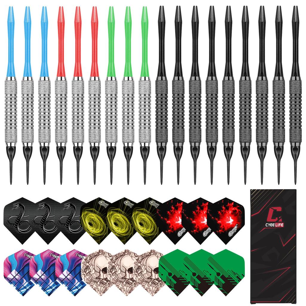 Электронная мишень для дартса CyeeLife с пластиковым наконечником, мягкие стрелы для дротиков, набор профессиональных мягких стрел для дротиков, 18 стрел