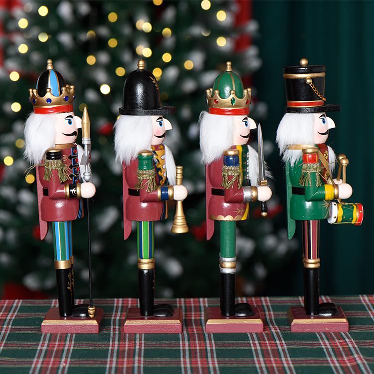 Retail 30cm Antique Pattern Christmas Soldier Nutcracker Dolls Traditional Xmas Decoration