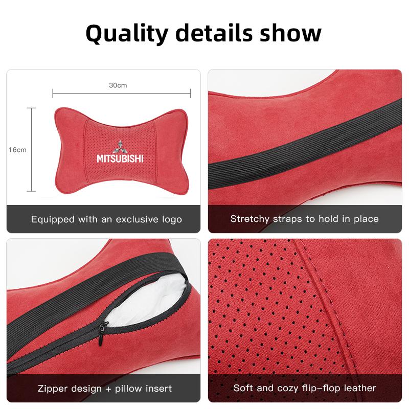 Car Suede Headrest Breathable Memory Foam Neck Pillow For Mitsubishi Colt I200 Space Delica Triton Ralliart Star Mirage Montero