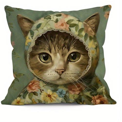 Cat Bandana Decorative Pillowcase, Ultra-soft Polyester Material Living Room Sofa Backrest Car Pillowcase Home Decoration
