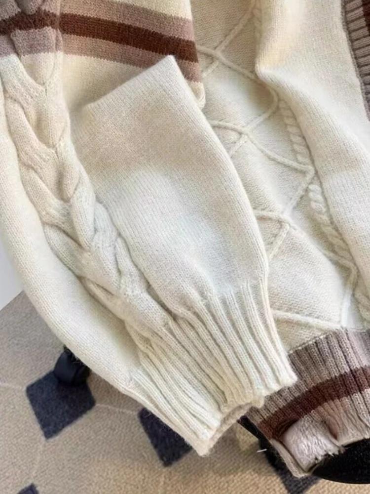 Милые вязаные кардиганы с бантом Y2k эстетичные все сочетающиеся контрастные цвета пальто модные однобортные женские свитера Kawaii JK джемперы