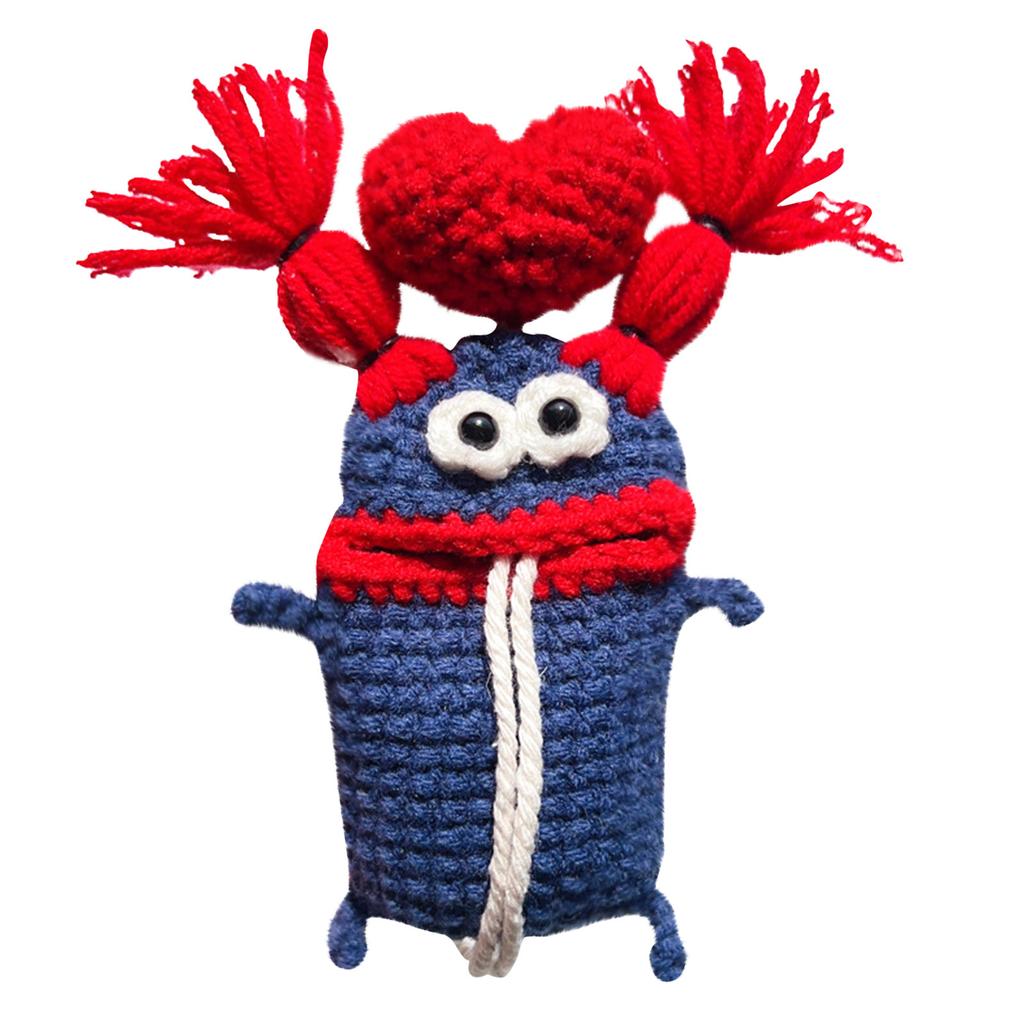 Вязаный крючком чехол/держатель для ключей ручной работы, новинка, вязанный крючком чехол для ключа от машины с носиком в виде колбасы, милый чехол для ключа из пряжи для ручного вязания крючком