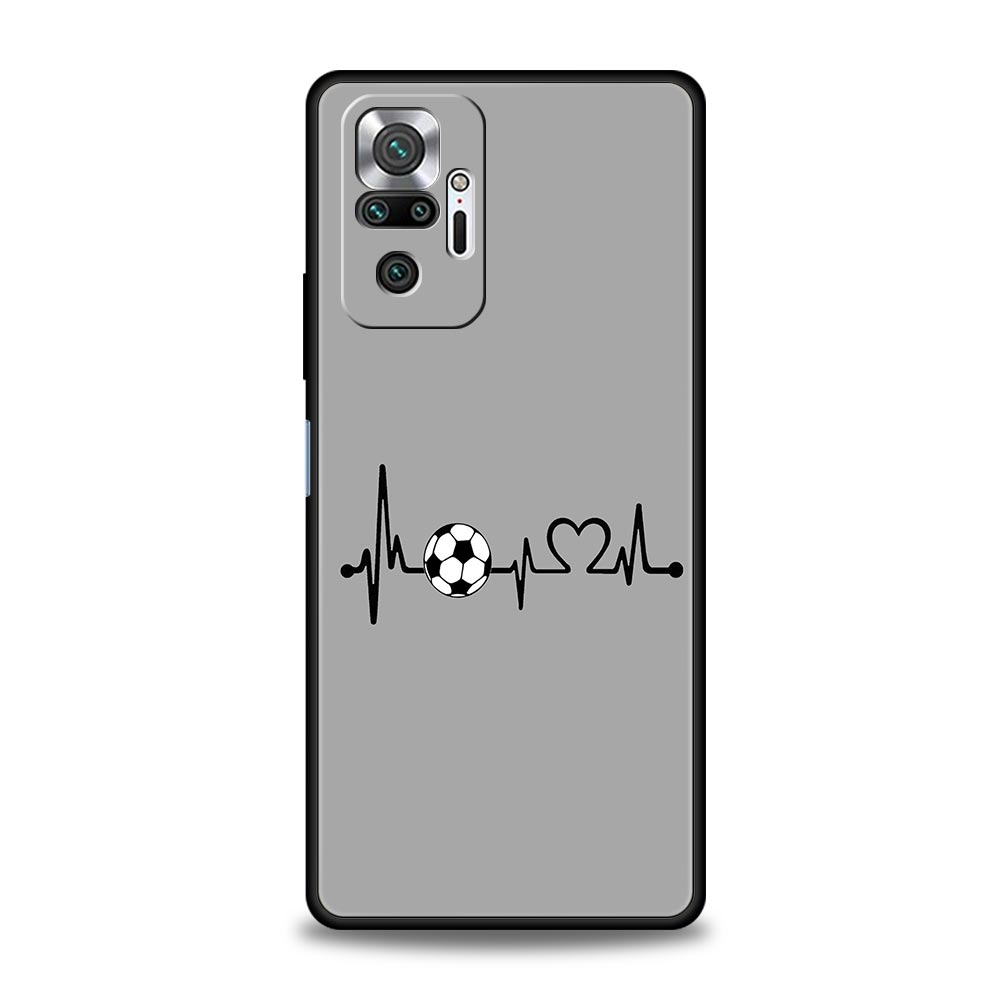 Чехол для телефона для Xiaomi Redmi Note 14 13 12 Pro Plus 5G 9S 9 10 11 4G 14C 13C 12C 10C 9C 9A Мягкий чехол Футбольное сердцебиение