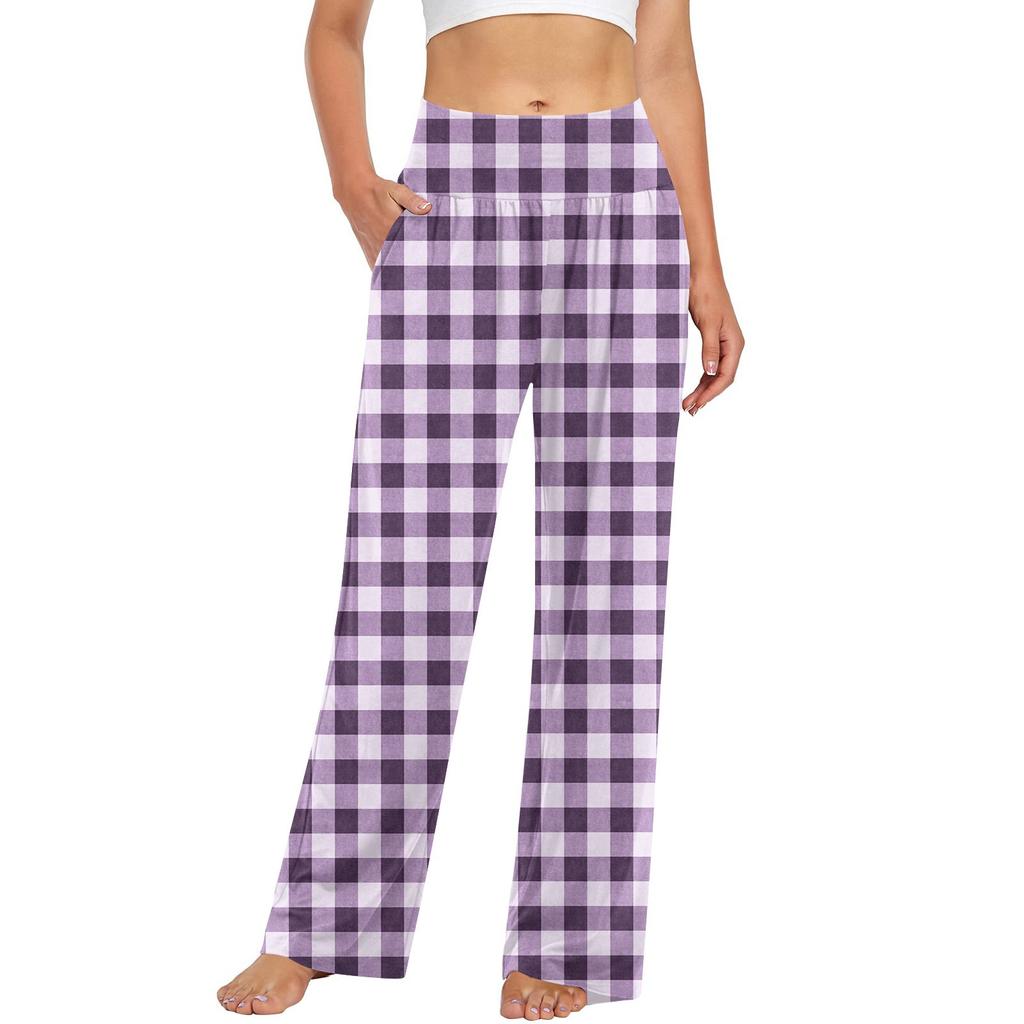 Женские повседневные модные брюки с клетчатым принтом Повседневные брюки