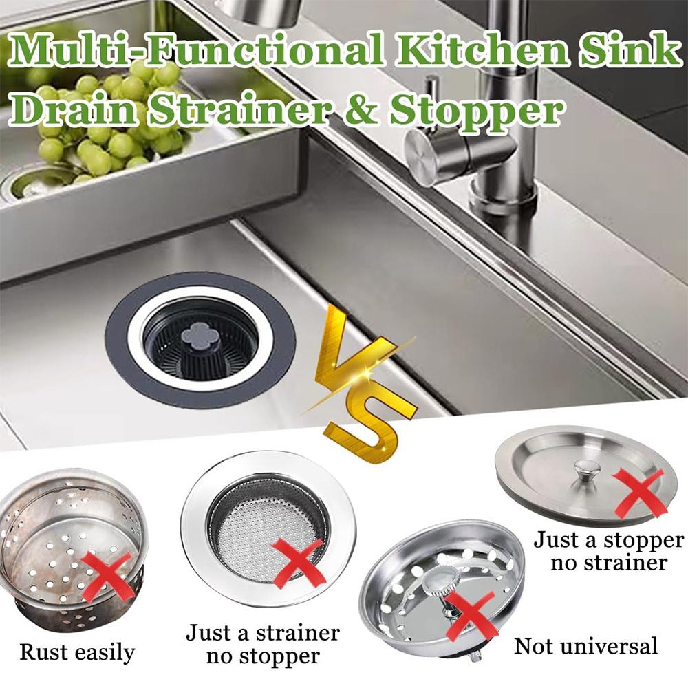 New Kitchen Sink Drain Strainer and Stopper Combo for Standard 3-1/2 Inch Drain