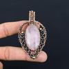 Amazing Rose Quartz Gemstone Handmade Pure Copper Wire Wrapped Pendant Jewelry