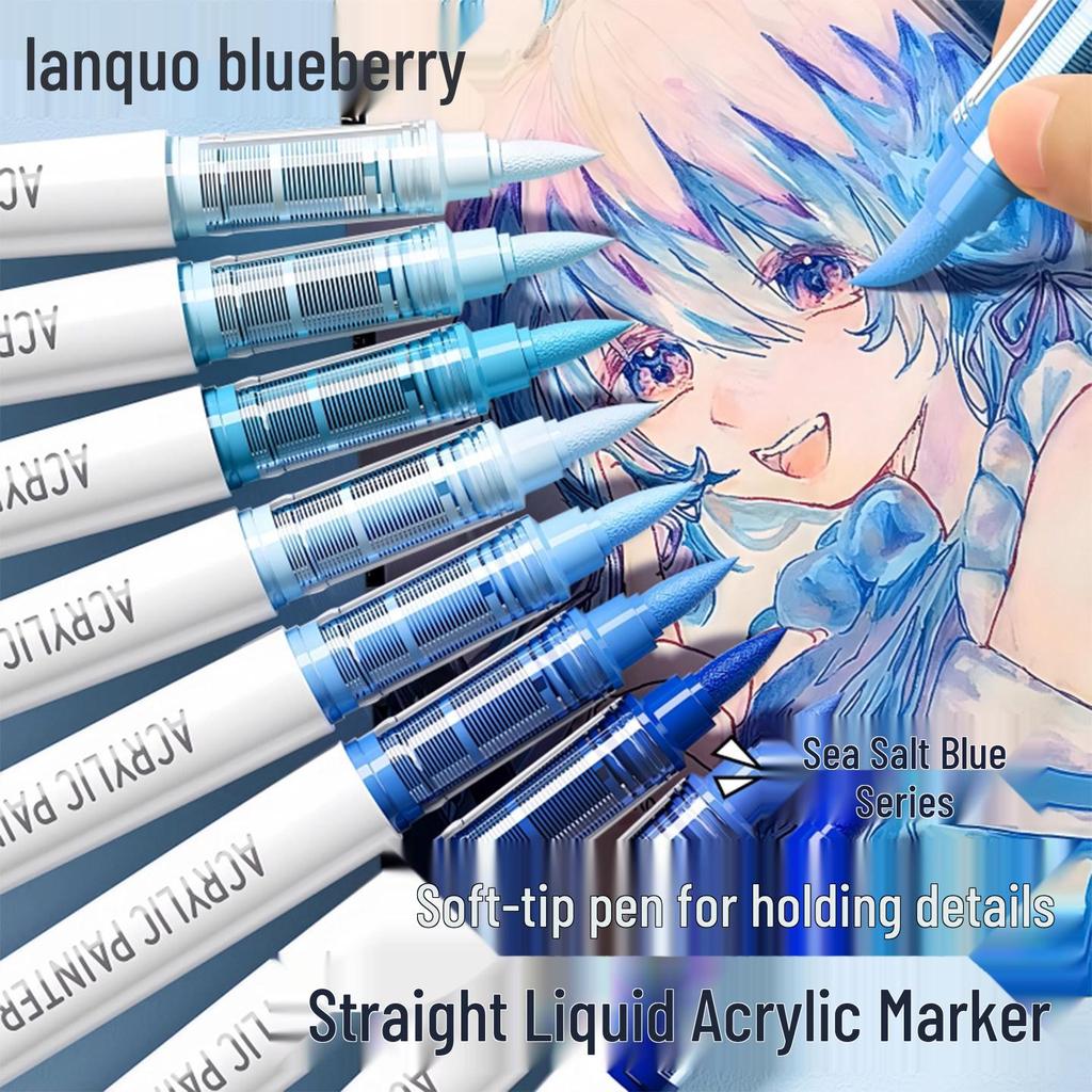 Blue Fruit Liquid Acrylic Marker Set - Soft Tip for Art Students, Elementary School Gift Box