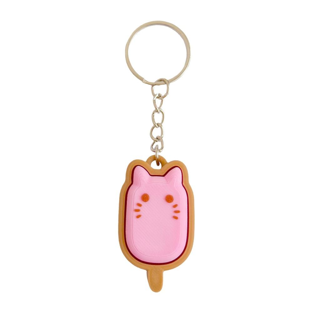 Chocolate Ice Cream Clicker Keychain Cartoon Plastic 3D Printed Key Chain Mini Fingertip Button Funny Fidget Travel Gift