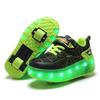 LED Flashing Double Wheel Children's USB Charging Running Shoes