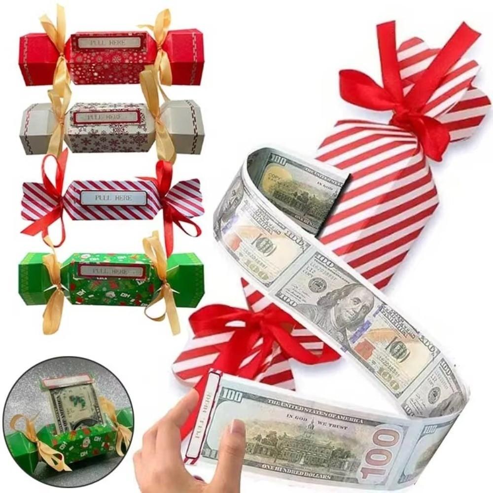 Paper Christmas Money Box Transparent Envelops Christmas Money Holders Cash Gift Pull Kids Adults