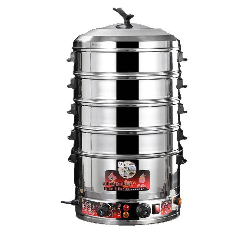 Многоярусная электрическая пароварка из нержавеющей стали для домашнего использования - Большая вместимость с решеткой для приготовления на пару булочек