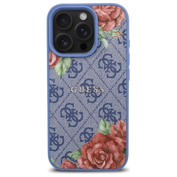 Guess Guhmp16Xp4Ropemcb Iphone 16 Pro    Max 6.9 Niebieski/Blue Hardcase 4G Flowers Print Magsafe