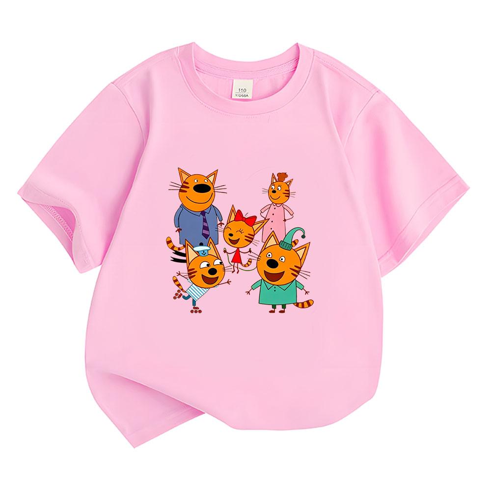 100% Хлопок Детская Футболка Kid-e-cats 2-12 Лет Мультяшный Принт Детские Футболки Милые Повседневные Топы С Круглым Вырезом С Коротким Рукавом Летняя Одежда