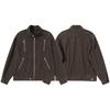 Mens Denim Jacket Streetwear Loose Fit Stand Collar Multi-Zipper Pocket Casual Workwear