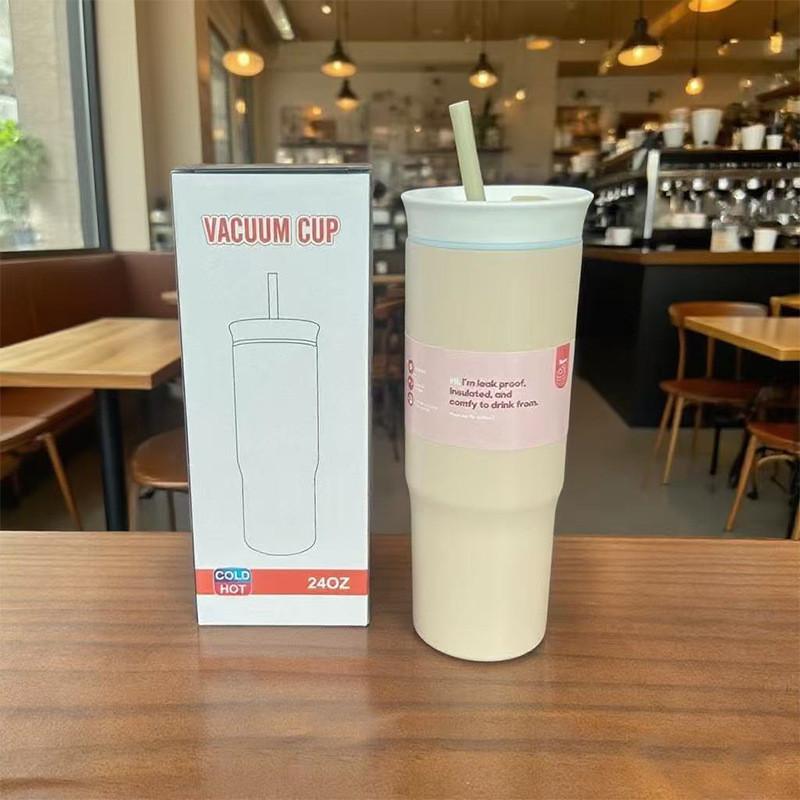 Нержавеющая Изолированная Стальная Дорожная Кружка с Питьевой Соломинкой для Дома и Использования в Автомобиле