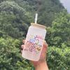 3D Printing Glass Straw Cup Thermal Sublimation Gradient Frosted Coke Mason Cup