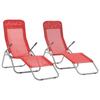 Day and Night - Day and Night Folding Loungers 2 Units Red Textilene