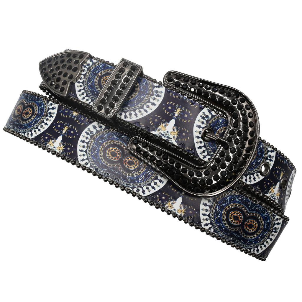 Готический дизайн, полный стразовый принт, ремень, хип-хоп, панк, джинсы, аксессуары, ремень из искусственной кожи