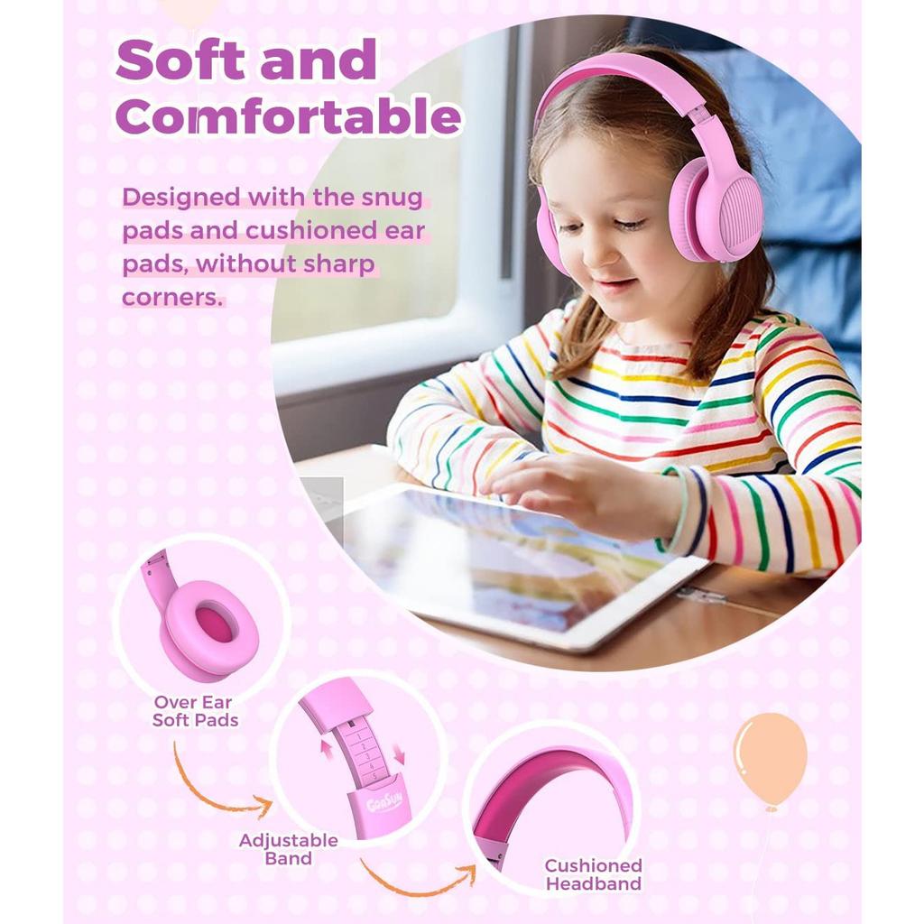 Premium Kids Headphones with 85/94dB Volume Limited, Wireless Headphones, Bluetooth Headphones Over Ear with Built-in Microphone,Wired/Wireless