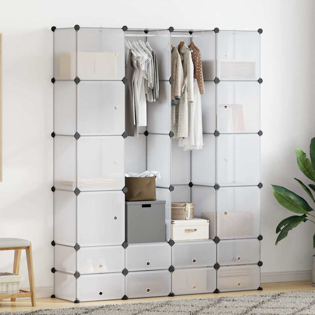 Modular Wardrobe with 18 Compartments White 37 x 146 x 180.5 cm