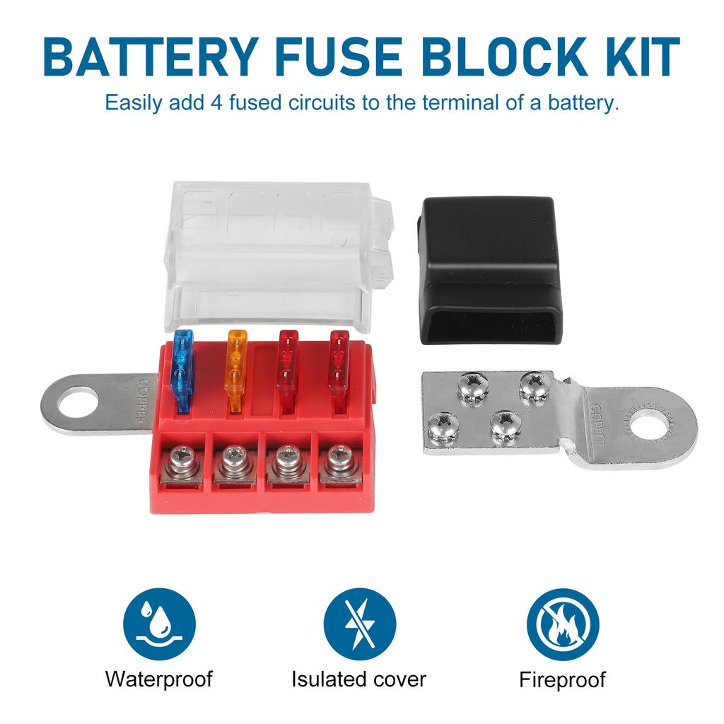 M10 100A 32V 4 Circuit Kit ST Blade Fuse Block Battery Terminal Mount Busbar Boating Equipment For Car Yacht Truck