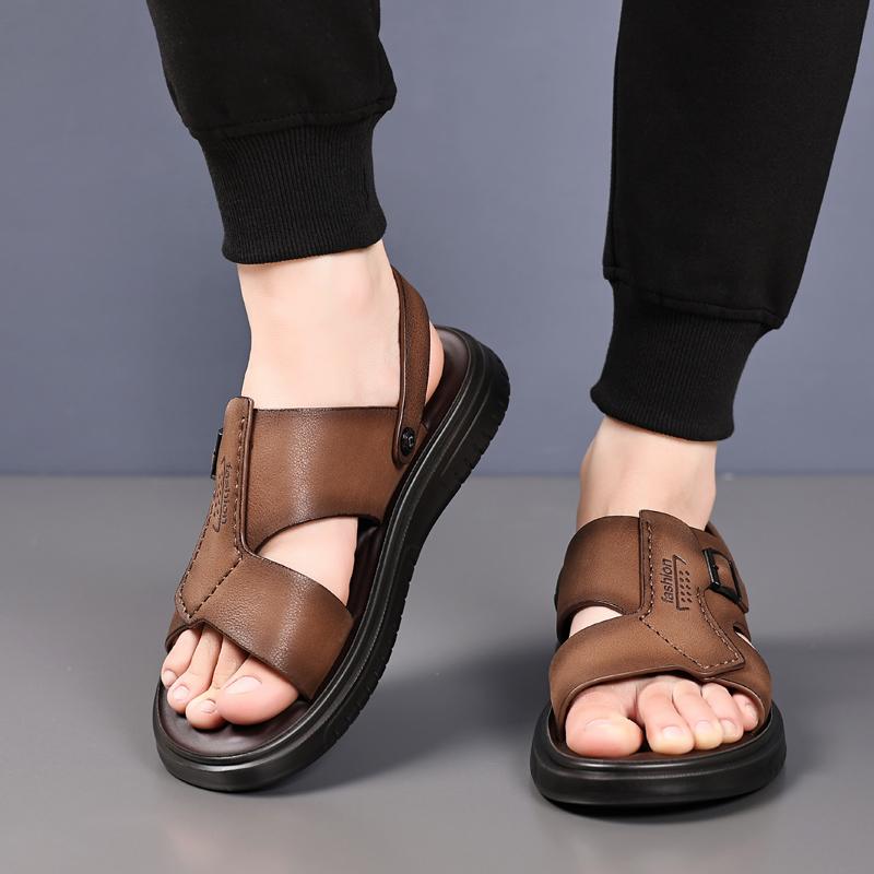 FashionGenuine Leather Sandals for Men Outdoor Beach Flats Breathable Casual Normal Casual Anti Slip Designer Replica Summer Sandals