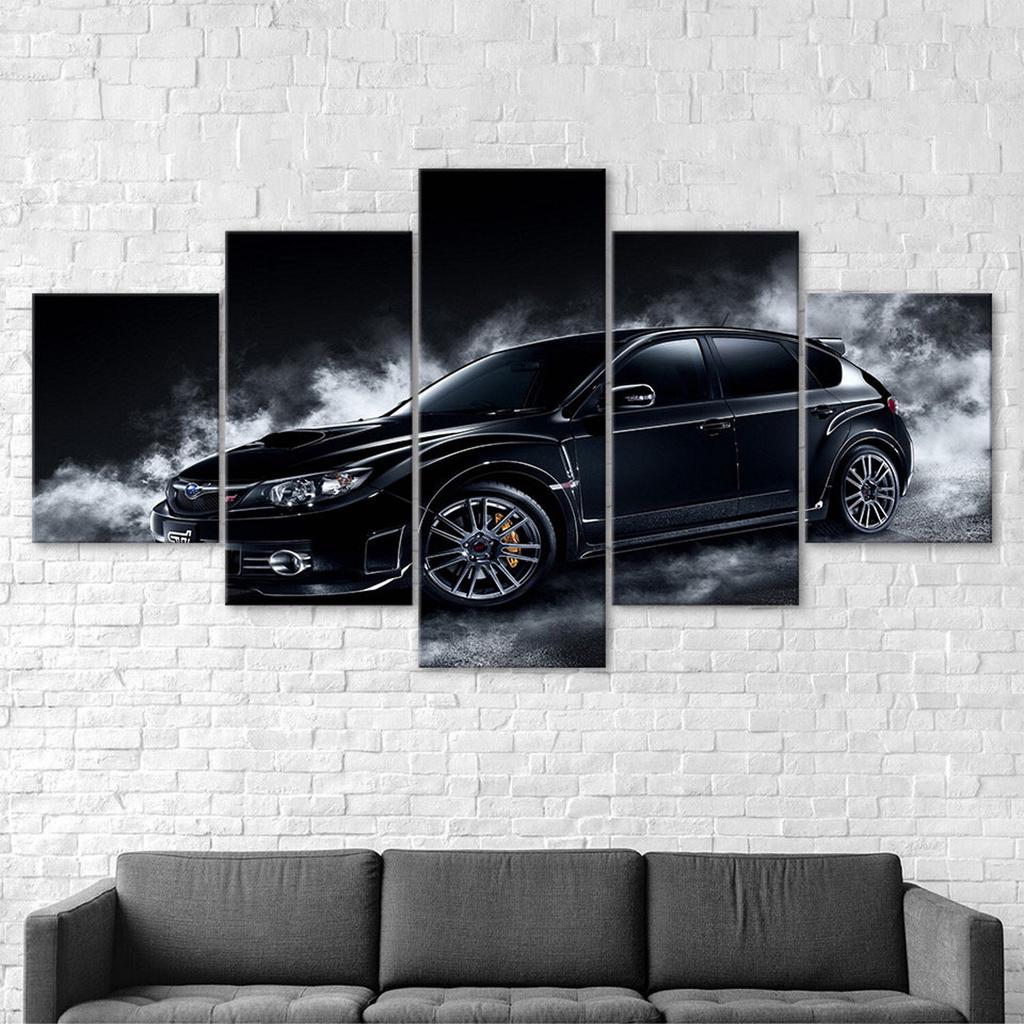 Subaru Impreza WRX Car Canvas 5 Piece Five Panel Print Modern Wall Art Poster Picture Home Decor Gift For Him For Her
