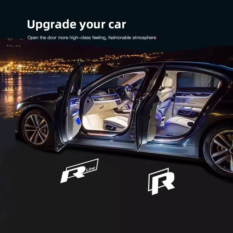 Для автомобиля VW Светодиодные огни приветствия на дверь автомобиля Проектор логотипа Аксессуары для Volkswagen Golf R Rline Tiguan Touareg Polo GTI CC Passat