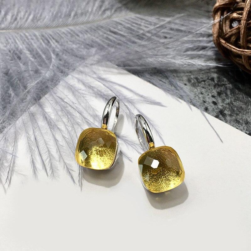 Earrings For Women Sterling Silver 925 Luxury Earrings Jewelry For Women Classic Crystal Candy Square Earrings Gift For Xmas