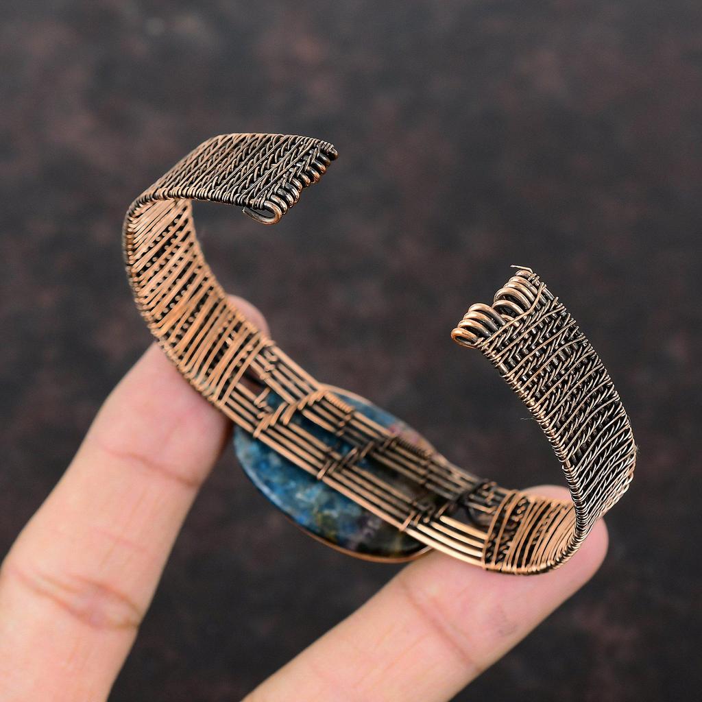 Copper Watermelon Tourmaline Bangle Gemstone Copper Wire Wrapped Bracelet Adjustable Bangle Handmade Unique Bangle Wire Wrap Jewelry Gifts