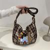 Модная клетчатая сумка-пельмень в корейском стиле, новая модель, женская сумка, милая сумка через плечо для студентов с принтом пятнистой собаки, трендовая сумка кроссбоди