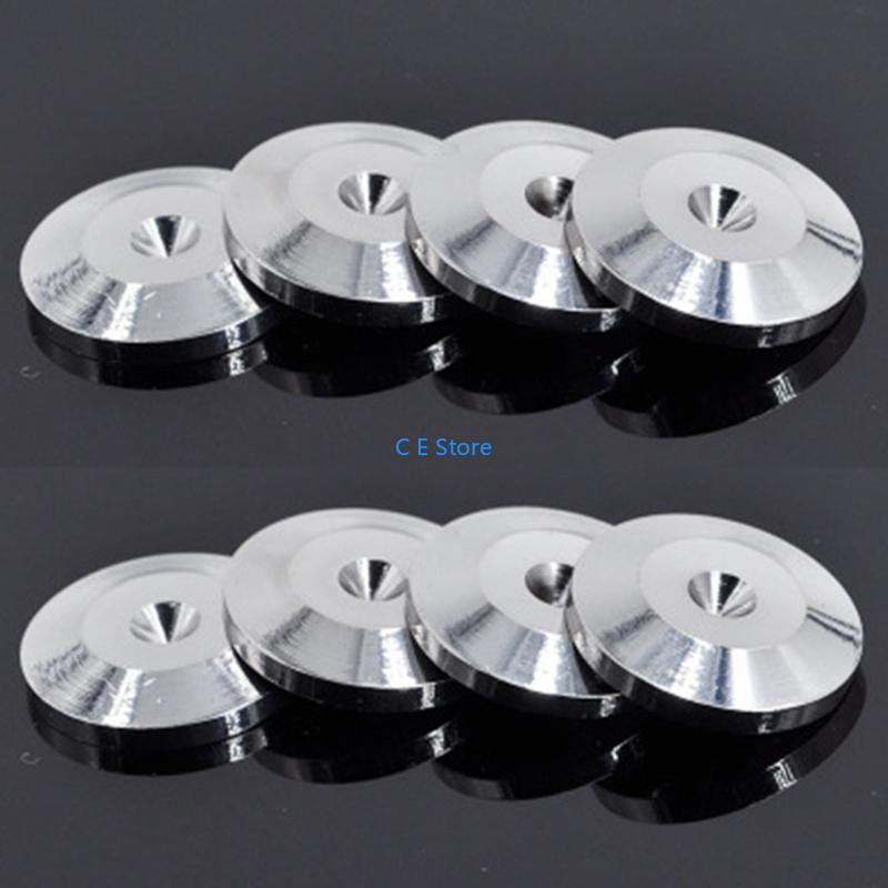 8Pcs 25x5mm Aluminum Alloy Amplifier Speaker Feet Spikes Black Ring Machine Mats Pads Replacement Tool