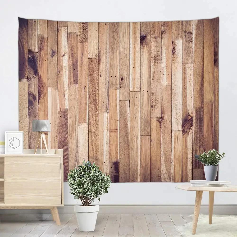 Wooden Tapestry, Rustic Wood Panels Texture Wall Tapestry Vintage Wooden Board Wall Hanging for Living Room Bedroom Dorm Decor
