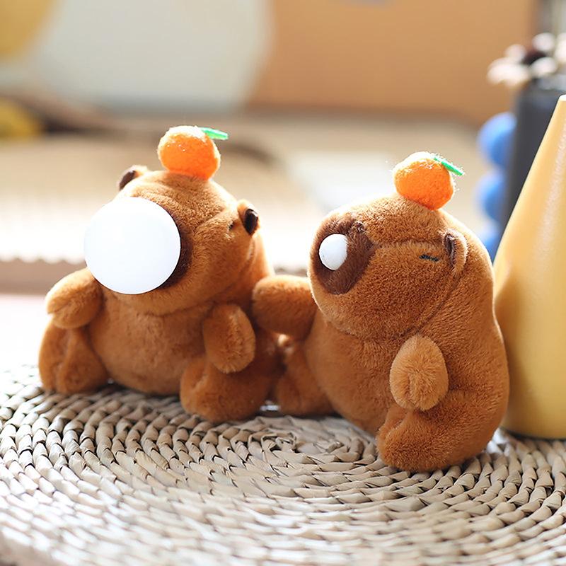 15Cm Cute Bubble Spitting Capibala Pendant Plushie Dolls Stuffed Plush Doll Capybara Toys Bag Keychain Ornaments For Kids Gifts