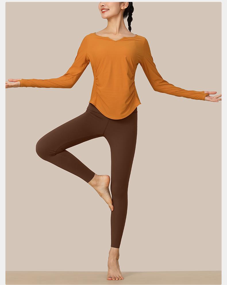 Женская быстросохнущая футболка для йоги и пилатеса осень/зима - футболка с длинными рукавами для фитнеса и бега