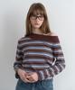 ROLAROLA One Off Shoulder Stripe Knit Br+Bl