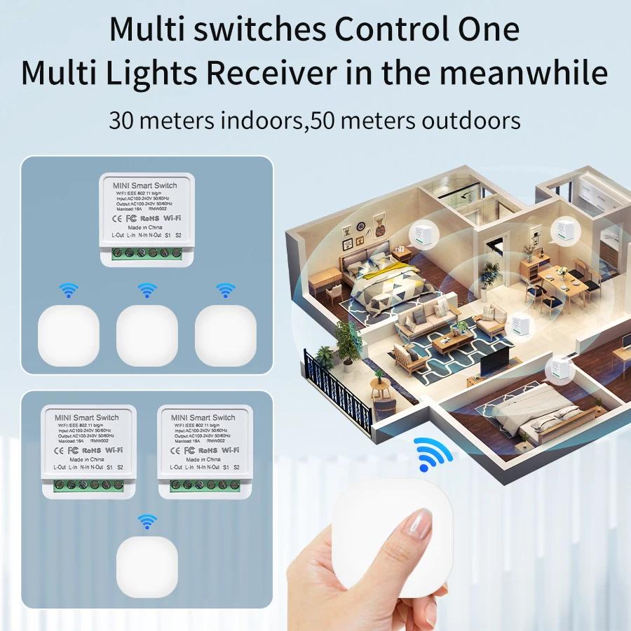 Умный переключатель WiFi и RF 2.4G AC100-240V 16A Автоматический выключатель Реле Управление через приложение Cozylife с Alexa Google Home Yandex SmartThings
