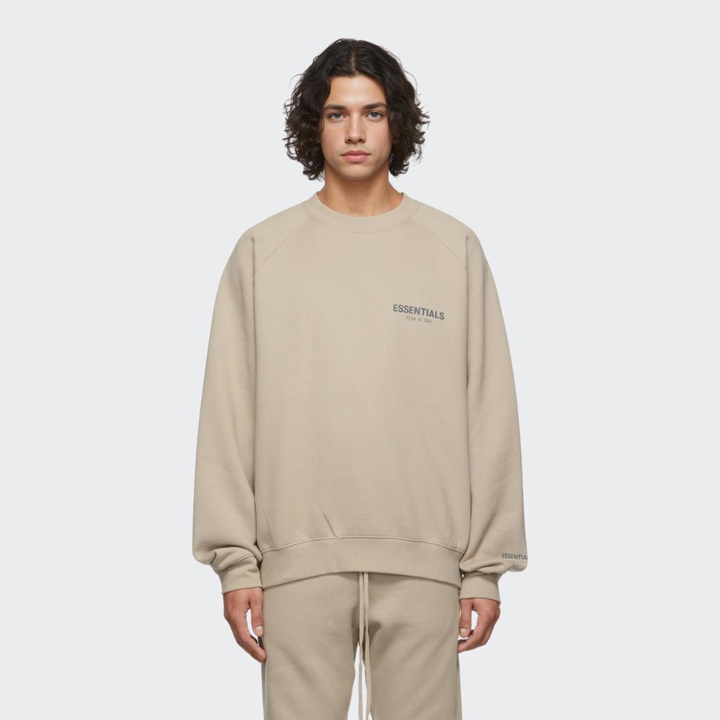 Fear of God Essentials FW21 LS Tee With Chest Logo Unisex Tops String Tan FOG-FW21-185