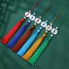 Beautiful Tassels Traditional Imitation Jade Colorful Polyester Tassels Home Decoration Handicraft Folding Fan Ornament