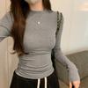 White Basic Slim-fitting Long-sleeved T-shirt for Women Autumn New All-match Bottoming Shirt Half Turtleneck Top