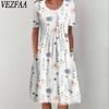 Женская мода лето-весна с цветочным узором и принтом с коротким рукавом и v-образным вырезом со средней талией повседневные платья