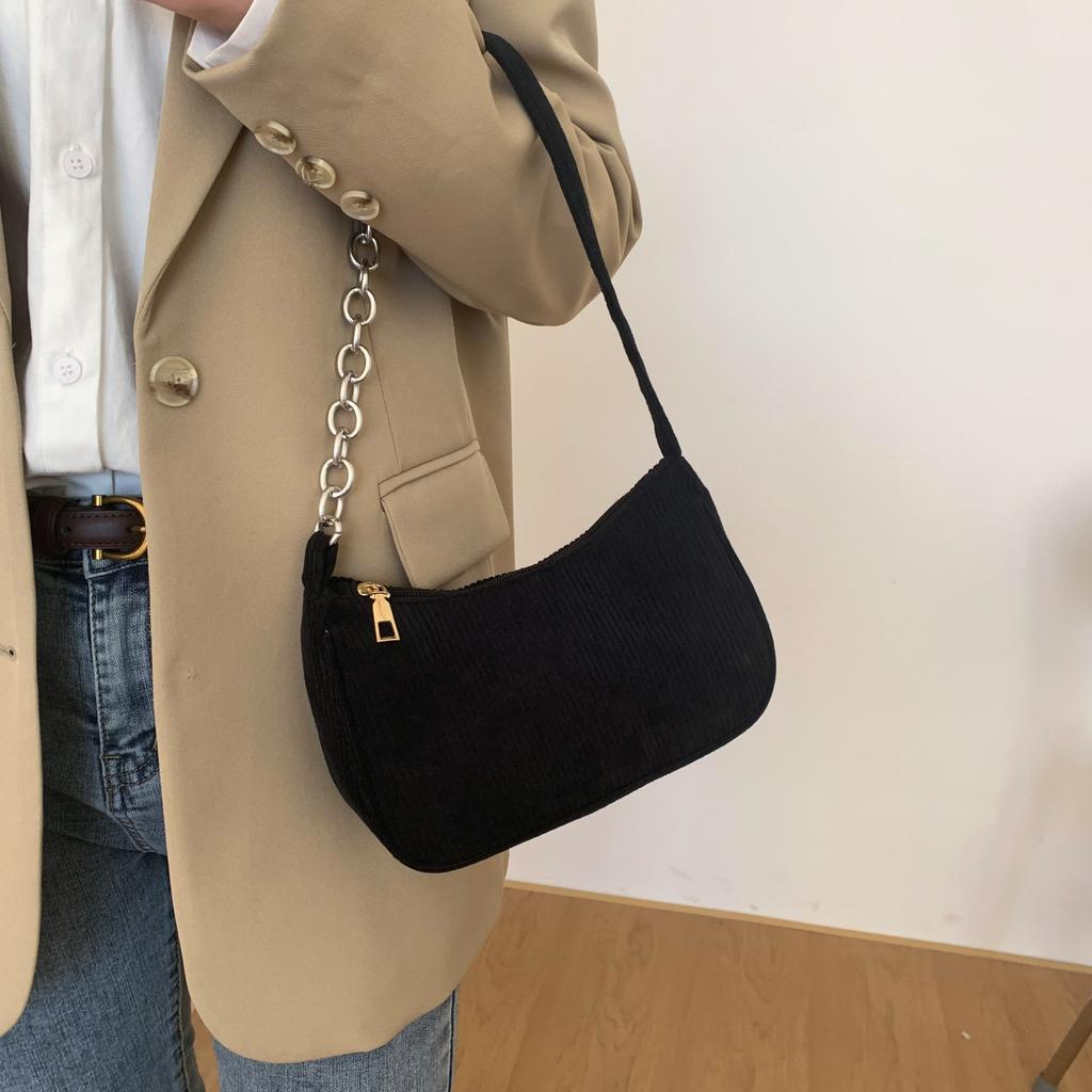 Vintage Women'S Handbags Underarm Bag Casual Women Shoulder Bags Solid Color Zipper Female Handbag