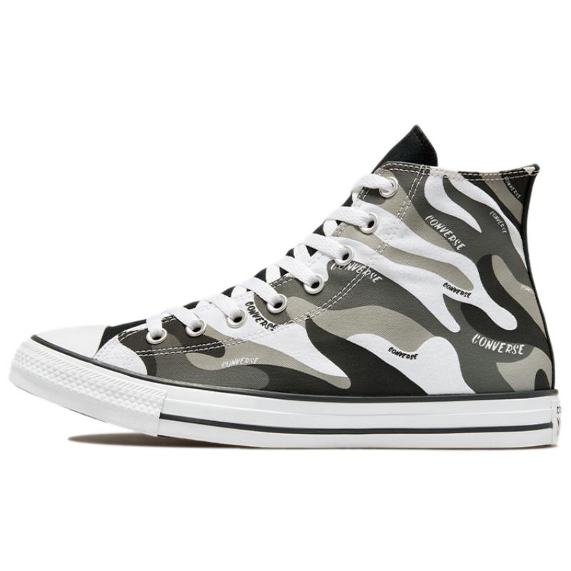 Converse Chuck Taylor All Star Удобные Модные Высокие Кеды из Канваса Унисекс Черный, Белый и Серый Камуфляж