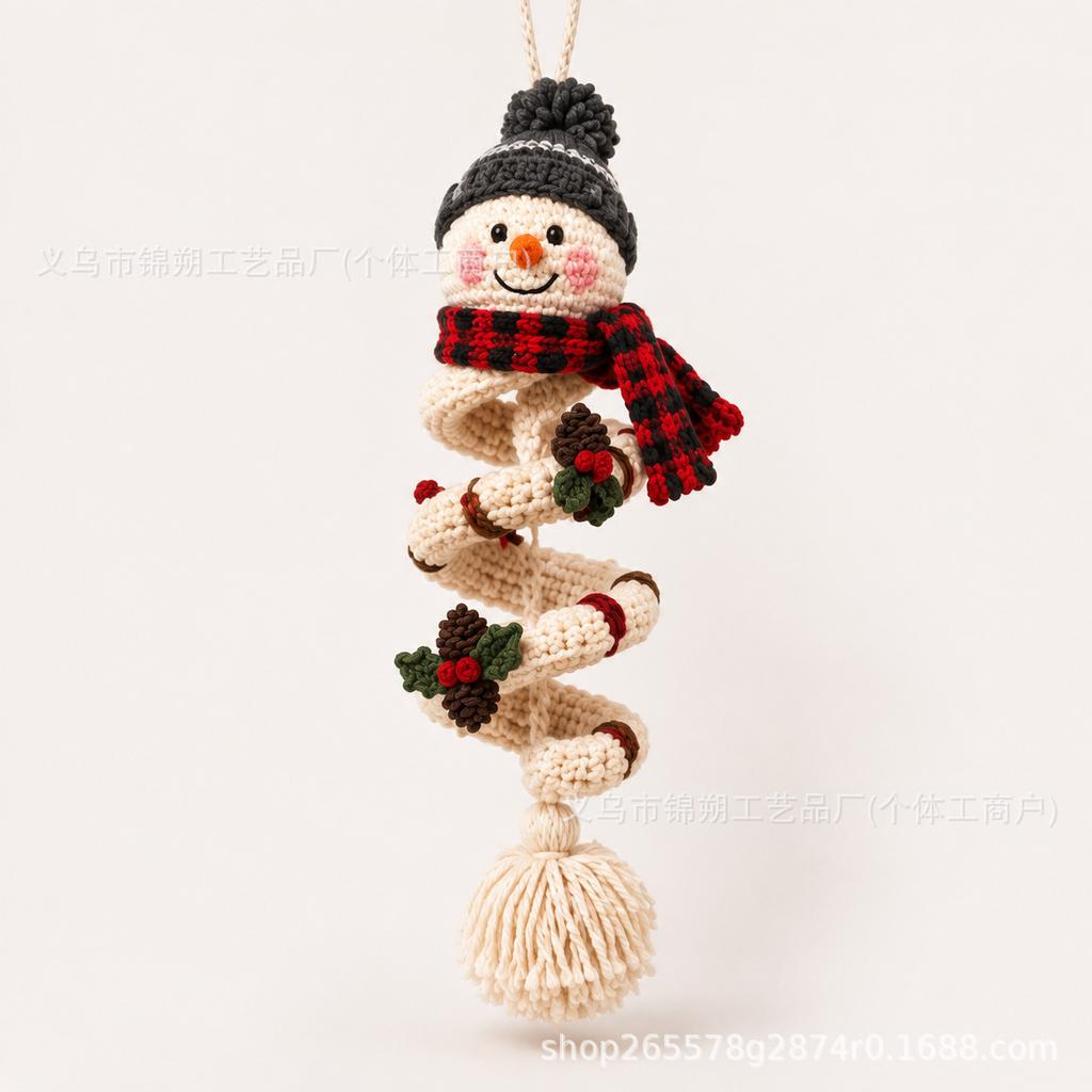 DIY Christmas Crochet Snowman Spiral Ornament Kit - Handcrafted Hanging Decoration Set for Holiday Crafting & Gift