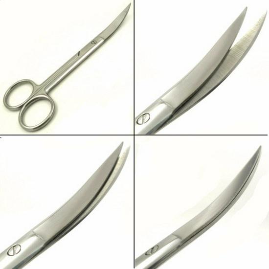 Large Stainless Steel Curved Eyelid and Eyebrow Scissors, 14cm, for Makeup Artists