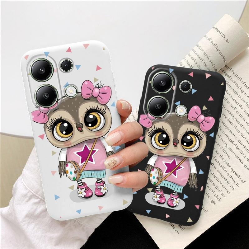 Мягкий силиконовый чехол с рисунком совы для Samsung A55 M35 S24 Xiaomi Redmi Note 13 Pro iPhone Huawei Honor Realme Camera Защитный противоударный чехол