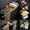 Brushed Gold Bathroom Accessories Towel Rack,Paper Holder Toilet Brush Holder,Towel Ranger,Hooks Brass Bath Hardware