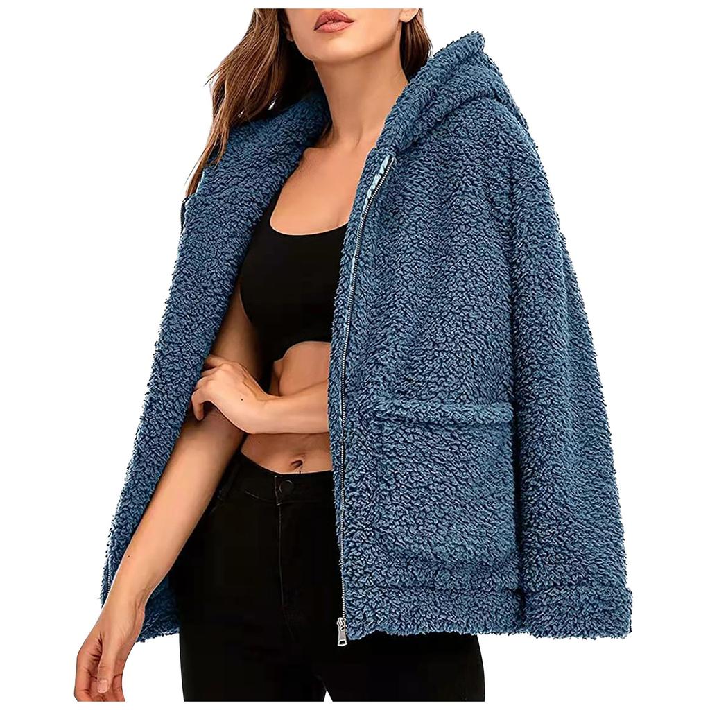 Модный повседневный женский свитер с капюшоном, плюшевый карманный топ, однотонное пальто